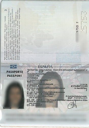 образец испанского паспорта